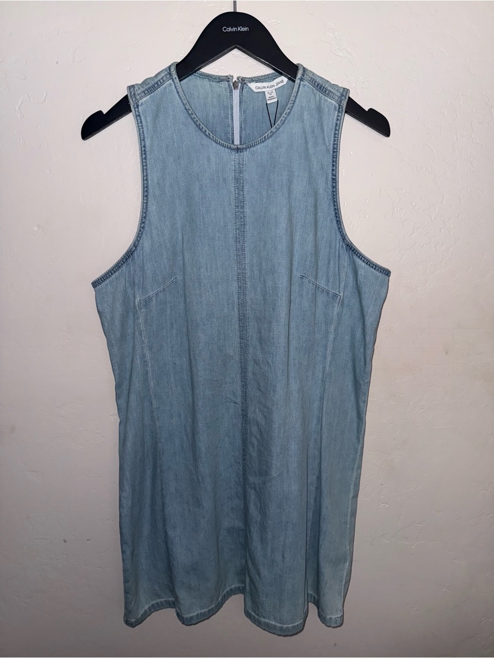 Calvin Klein Light Blue Lightweight Denim Sleeveless Shift Dress